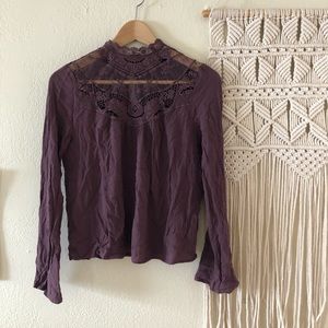 lacy long sleeve purple blouse!